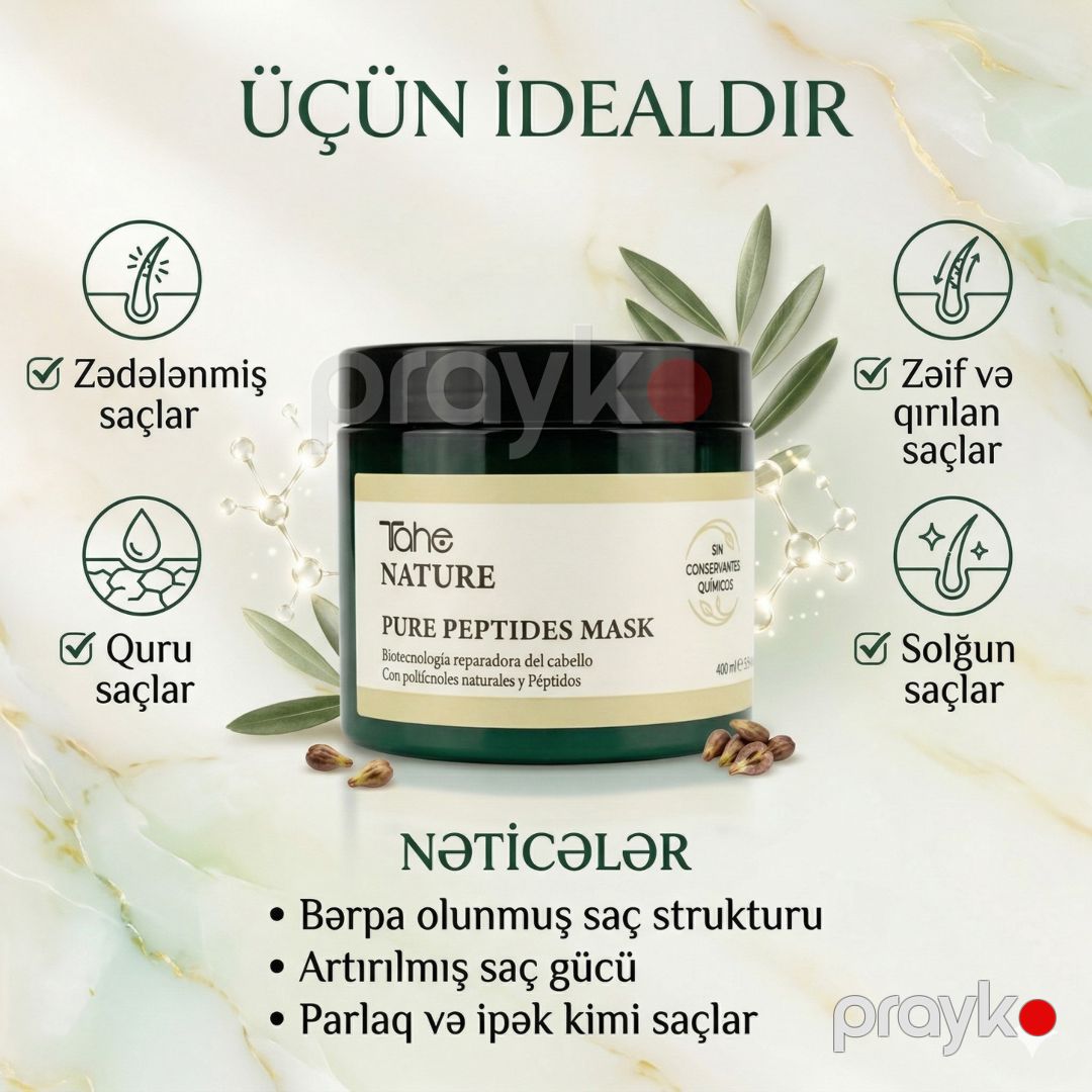 Saç maskası Tahe Nature Peptides kövrəklik əleyhinə 400 ml — Mallar, Bakı (3)
