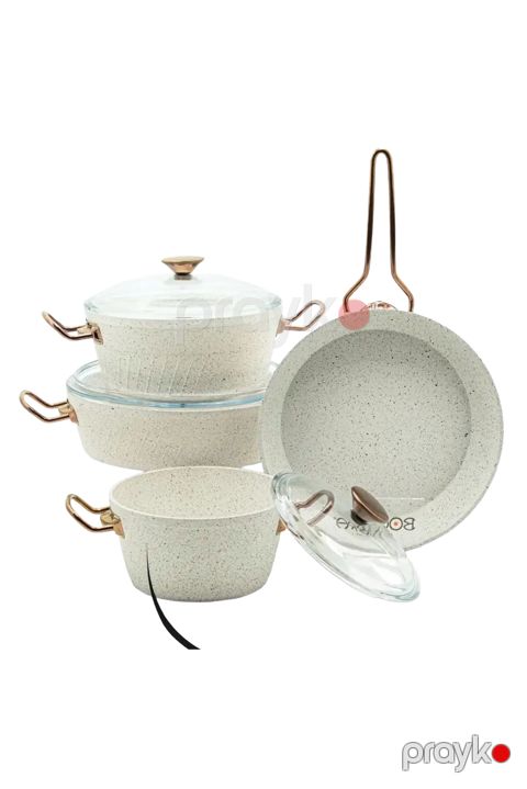 Qab-qacaq dəsti Bonera 0350, qranit, krem, 7 parça — Bakı