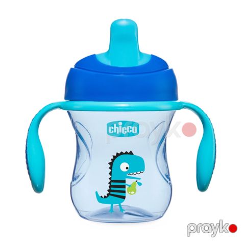 Uşaq üçün su qabı Chicco Training Cup, 200 ml, mavi, 6 Ay+ — Bakı