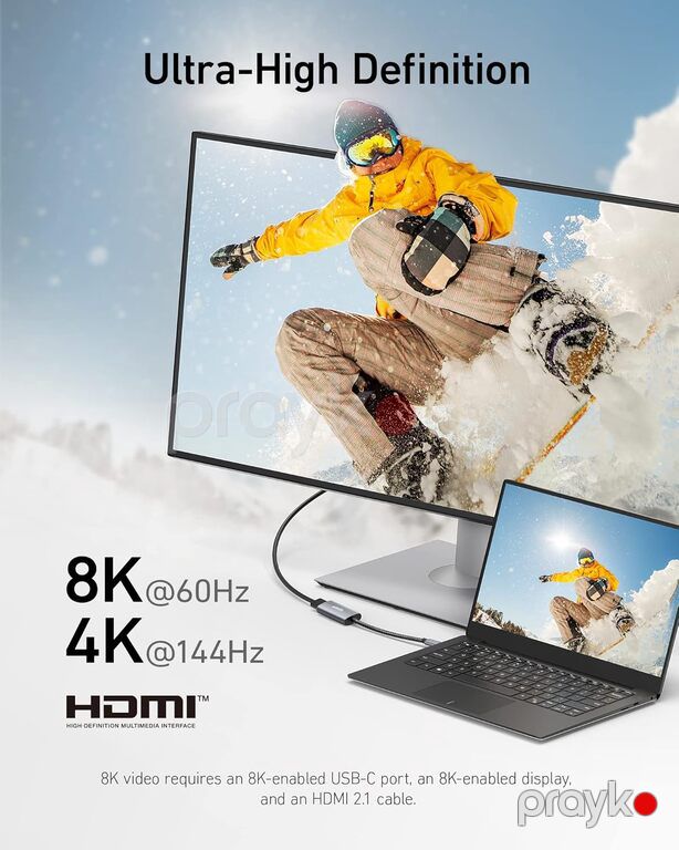 Anker 518 USB C to HDMI Adapter - Series 5 8K@60Hz / 4K@144Hz — Periferik cihazlar, Bakı (2)
