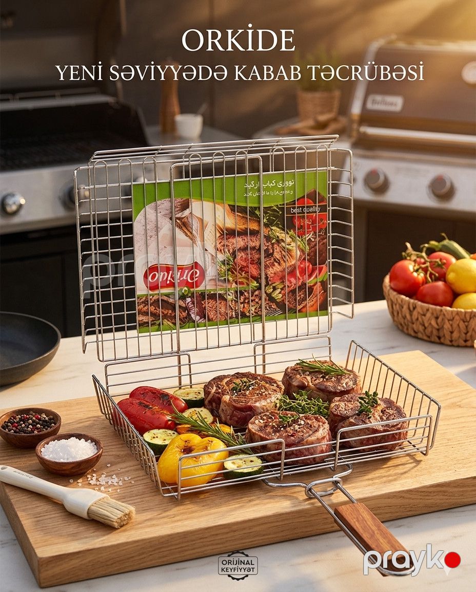 Manqal üçün barmaqlıq Orkide, paslanmayan polad, 40x40x5 sm — Mallar, Bakı (3)