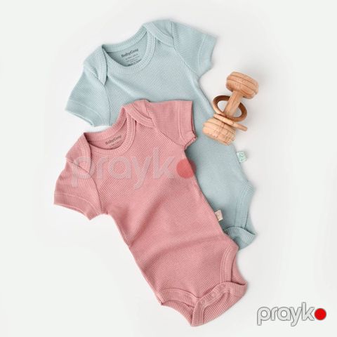 Qızlar üçün 2 ədədli bodi dəsti BabyCosy CSYM11208, rəngbərəng, pambıq, ölçü 3-6 ay — Bakı