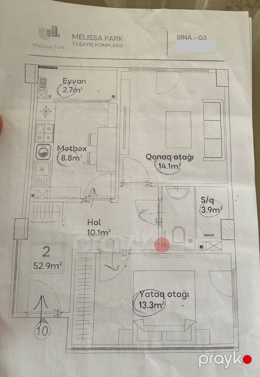 Satılır 2 otaqlı yeni tikili 55 m² — Mənzil, Bakı (7)