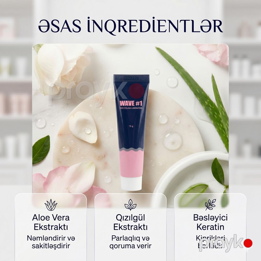 Kirpiklərin və qaşların laminasiyası üçün vasitə Beauty Wave No 1 yumşalta + liftinq 15 q — Mallar, Bakı (2)