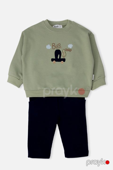 Şalvarlı dəst oğlanlar üçün Bebetto K5612, yaşıl, pambıq, 3-6 ay — Bakı