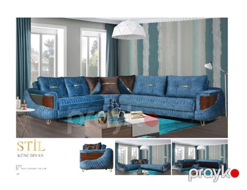 Divan Stil künc, göy, 3150x2600x800x980 mm — Bakı