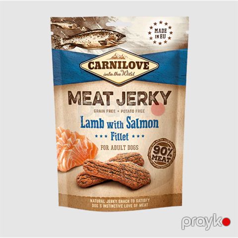 İtlər üçün qəlyanaltı Carnilove Meat Jerky Lamb with Salmon, quzu əti və qızıl balıq ilə, 100 q — Bakı