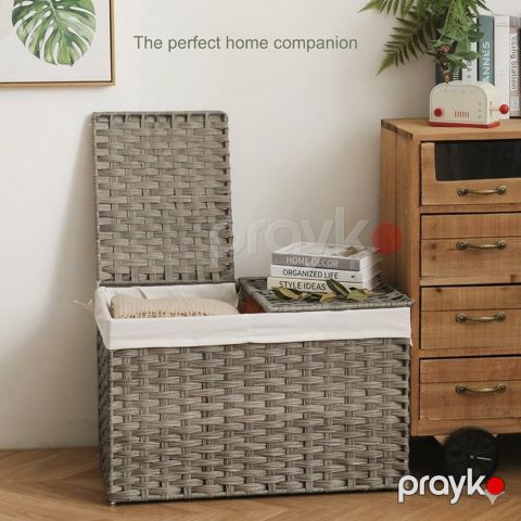 Saxlama səbəti 81663, həsir, boz, 60x35x35 sm — Bakı