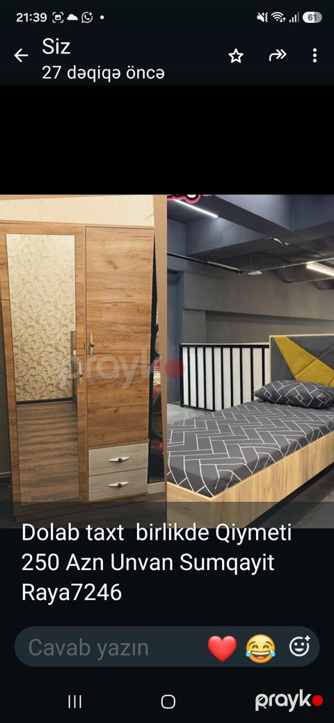 Dolab və taxt dəsti - Komplekt: 1 ədəd paltar dolabı + 1 nəfərlik — Sumqayıt