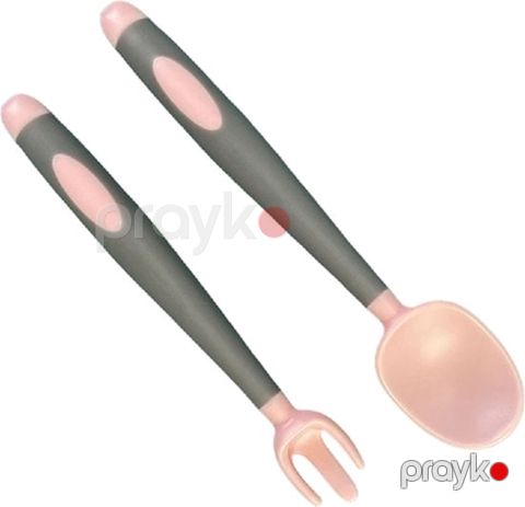Qaşıq və çəngəl dəsti QC000002P, plastik, çəhrayı/boz — Bakı