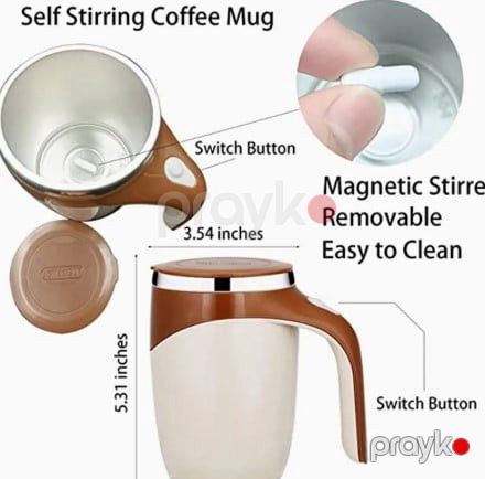 Fincan avtomatik qarışdırıcı, qəhvəyi, 400 ml, çevreci plastik, ikiqat divarlı, portativ, Amerika üslubunda, logo ilə fərdiləşdirilə bilən - prl_0130 — Mallar, Bakı (3)
