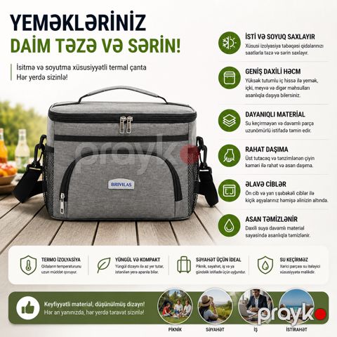 Termoçanta, 5 l, temperaturun saxlanılması üçün, boz — Bakı