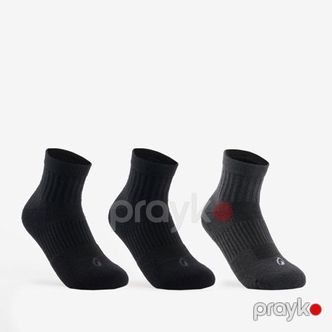 Uşaq uzun idman corabları Decathlon RS 500, qara/boz, 3 cüt, ölçü 35/38, 8640166 — Bakı