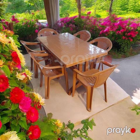 Bağ üçün mebel dəsti 49888673, plastik, narıncı, 6 nəfərlik — Bakı