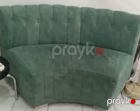 Yarımdairə formalı künc divan - Rəng: zümrüd-yaşıl - Material: yumşaq — Bakı
