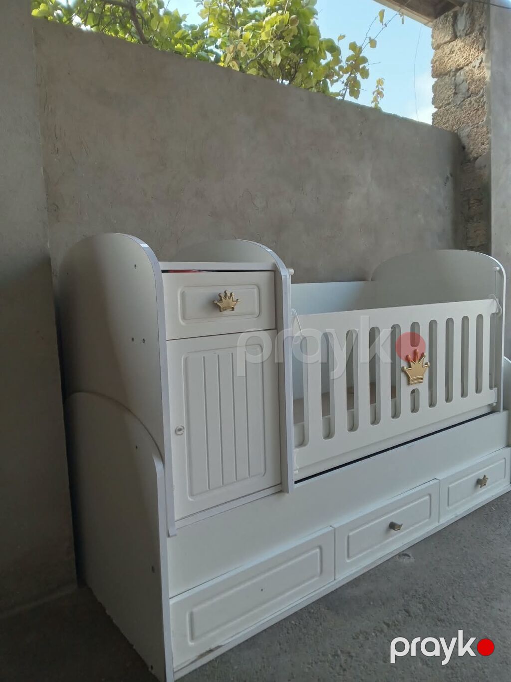 Ağ rəngli körpə beşiyi – komod və saxlama bölmələri ilə - Material — Bəşikləri, Digah (2)