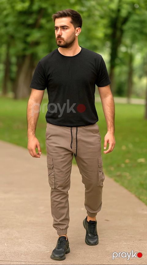 Kişilər üçün karqo şalvar 69238906, bej, pambıq/elastan, ölçü 31 — Bakı