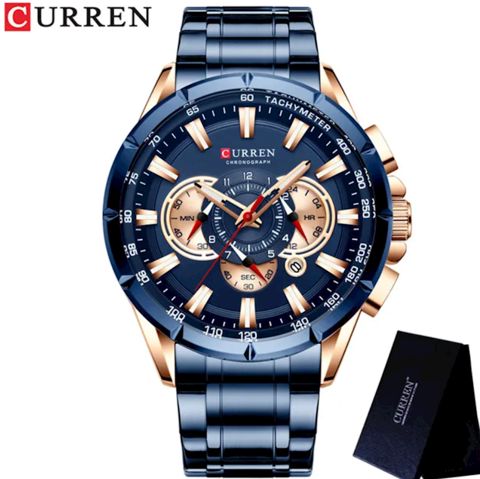 Kişi qol saatı Curren C8363 Blue/Rosegold — Bakı