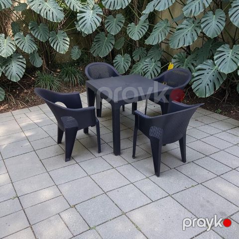 Bağ üçün mebel dəsti (masa + oturacaq) 12560_63, bambuk/plastik, antrasit, 5 parça — Bakı