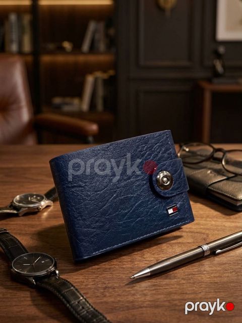 Portmone, göy, təbii dəri, 10.2х13 sm — Bakı