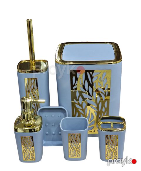 Hamam otağı dəsti, 6 əşya, Mavi/Qızılı, ABS-plastik — Bakı
