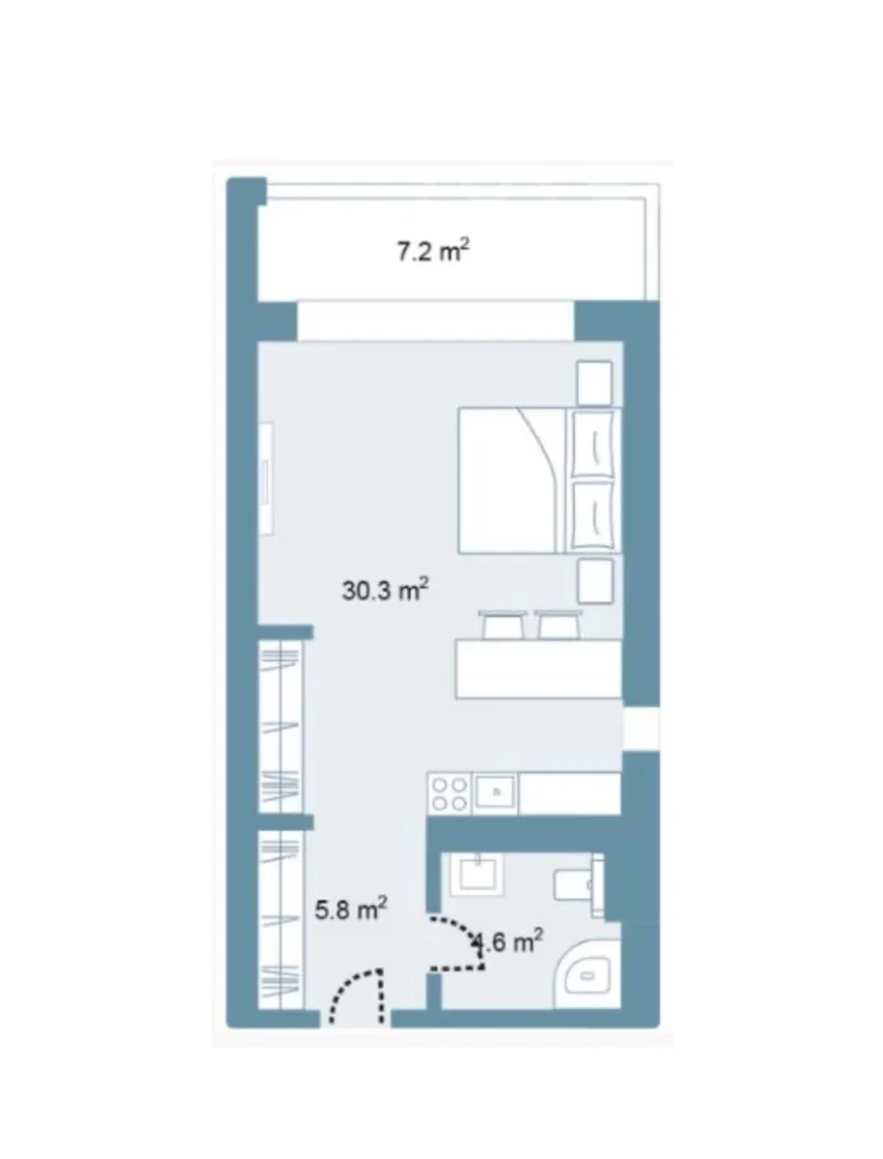 2 otaqlı mənzil, 58 m², Sea Breeze — Mənzil, Bakı (5)