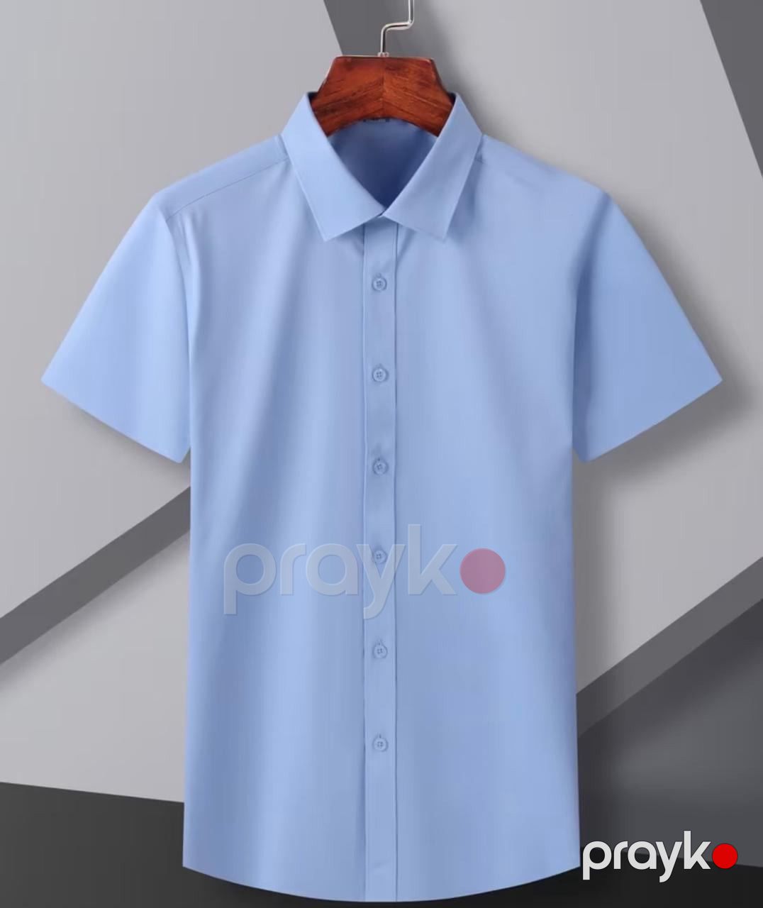 Kişilər üçün qısaqol köynək Pashaturk TCS_3269, mavi, pambıq, ölçü L — Mallar, Bakı (2)