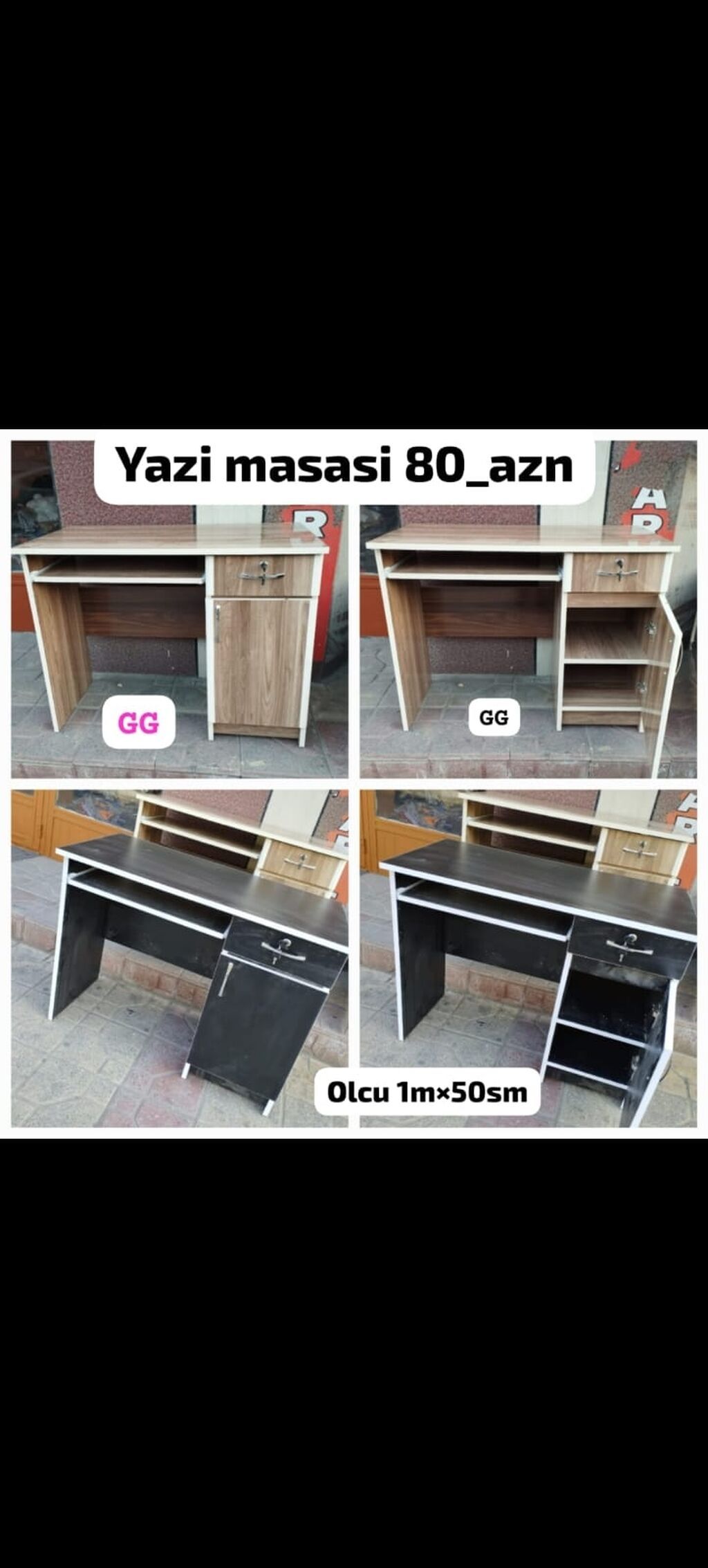 İş masası üst dolablı model - Funksional dizayn: üst hissədə qapalı — Kompüter masaları və kresloları, Bakı (9)