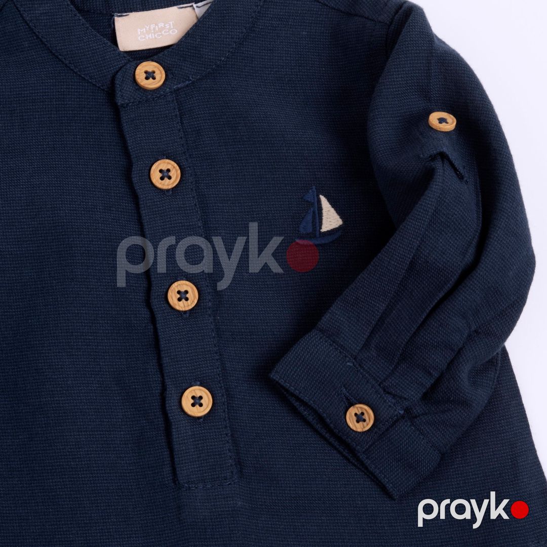 Oğlanlar üçün uzunqol köynək Chicco 9101879000000-85, göy, pambıq, ölçü 9 ay — Oğlanlar üçün köynəklər, Bakı (3)
