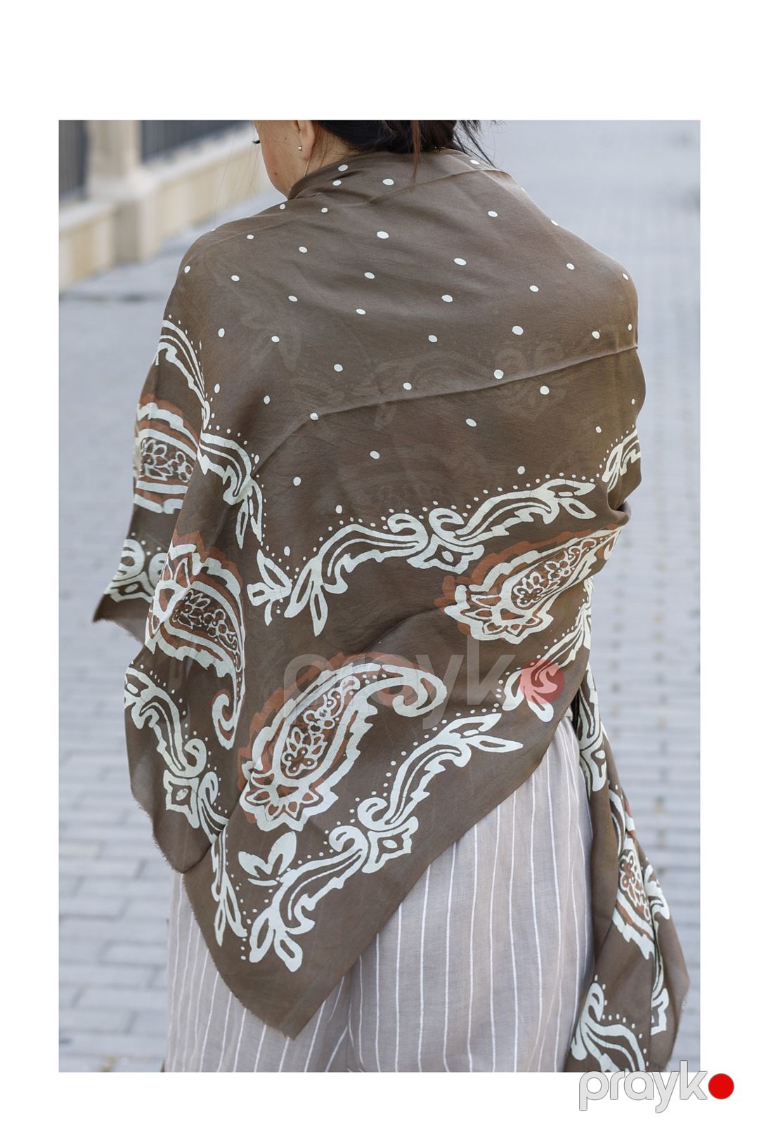 Kəlağayı Izim KG00102, ipək, qəhvəyi, ölçü 150x150 sm — Mallar, Bakı (2)
