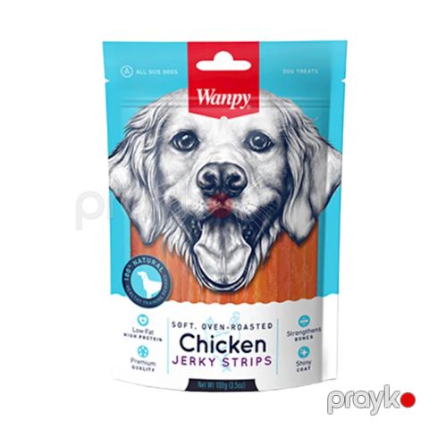 Məzələr itlər üçün Wanpy Chicken Jerky Strips yumşaq toyuq çubuğu, 100 q — Bakı