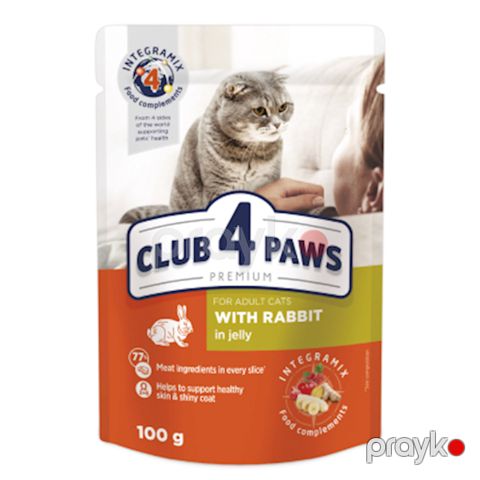Nəm yem Club 4 Paws jeledə dovşan ilə, pişiklər üçün, 100 q — Bakı