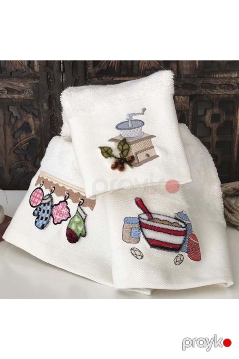 Mətbəx dəsmalları dəsti Maribor Collection Praktiki V2, 3 əd, 30x50 sm, 70% bambuk/30% pambıq, krem — Bakı