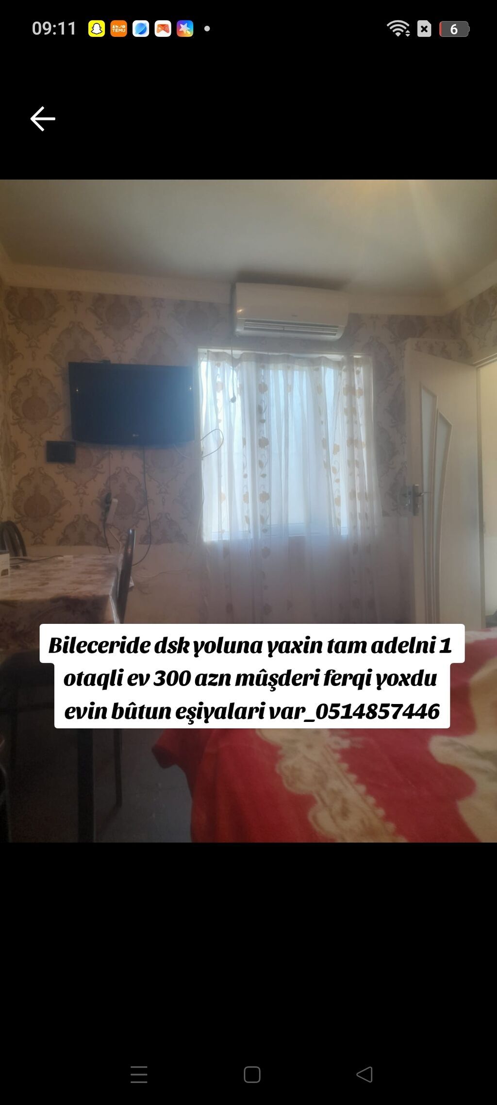 40 kv. m, 1 otaqlı, Qaz, İşıq, Su — Ev, villa, Bakı