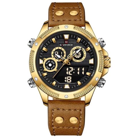 Qol saatı kişilər üçün Naviforce NF9224 Gold/Black/Brown — Bakı