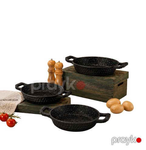 Tava dəsti Ozlife 0891, qranit, qara, 3 parça — Bakı