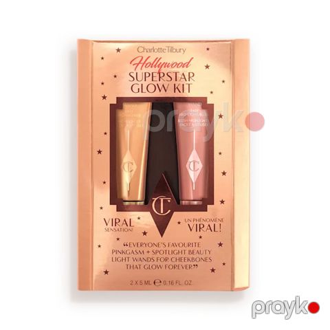 Makiyaj üçün dəst Charlotte Tilbury Hollywood Superstar Glow (xaylayter Hollywood Spotlight +ənlik Pinkgasm Glowgasm) — Bakı
