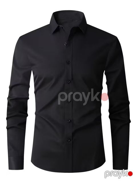 Kişi köynəyi 044STRKYNKQR_M, qara, pambıq/poliester, ölçü L — Bakı
