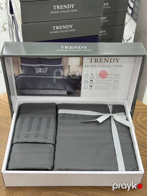 Yataq dəsti Trendy SDT, yorğan üzü 160x220 sm 2 əd, mələfə 240х260 sm, yastıq üzü 50x70 sm 2 əd, ailəvi, pambıq, tünd boz — Bakı