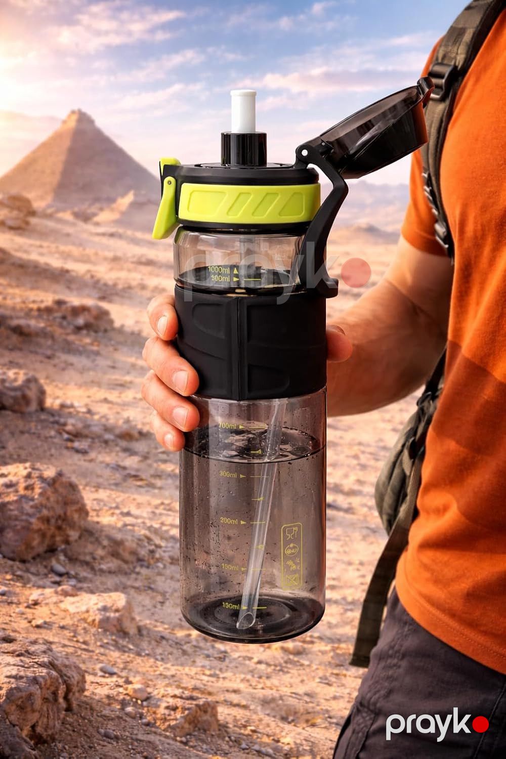 İdman su qabı Eyun Sport, Qida üçün plastik, 1000 ml, Boz — Mallar, Bakı (3)