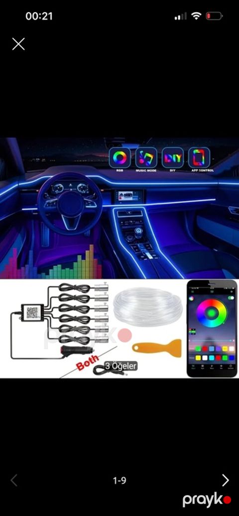 Avtomobil salonu üçün RGB LED işıqlandırma dəsti – APP ilə idarə — Şirvan