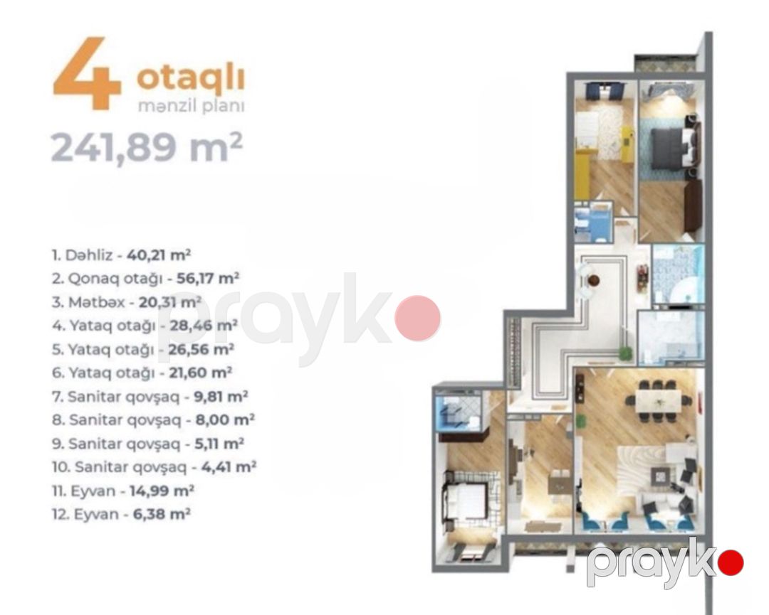 Satılır 4 otaqlı yeni tikili 242 m² — Mənzil, Bakı (2)