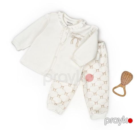 Qızlar üçün 2-li pijama dəsti Babycosy, ekru/qəhvəyi, 18-24 ay, %100 orqanik pambıq - 8683529324332 — Bakı