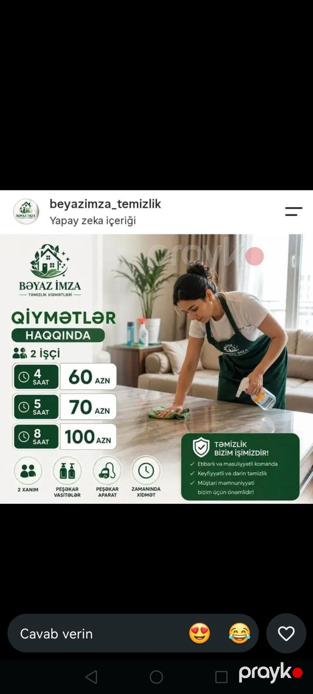 Bəyaz İmza — Təmizlik Xidmətləri Xidmət paketi: - 8 saatlıq təmizlik — Təmizlik, Bakı (3)