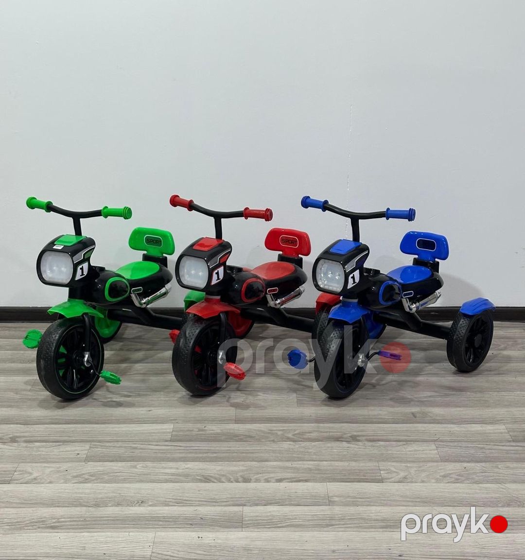 Uşaq üçün üçtəkərli velosiped Vip3Teker Sport Red Edition, musiqili və işıqlı, rahat oturacaqlı, qırmızı — Mallar, Bakı (2)