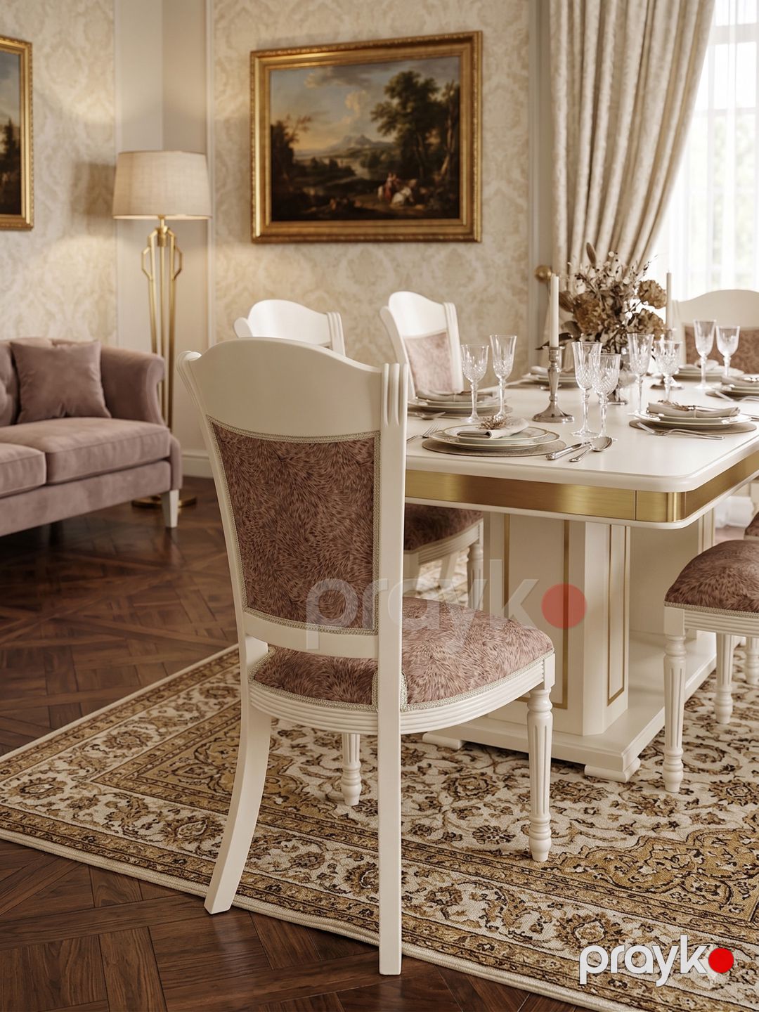 Stul Sultan, fıstıq ağacı, krem, 44х55 sm — Stullar, Bakı (2)