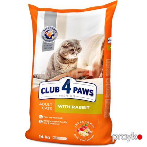 Quru yem Club 4 Paws dovşan əti ilə, yetkin pişiklər üçün, Premium, 14 kq — Bakı