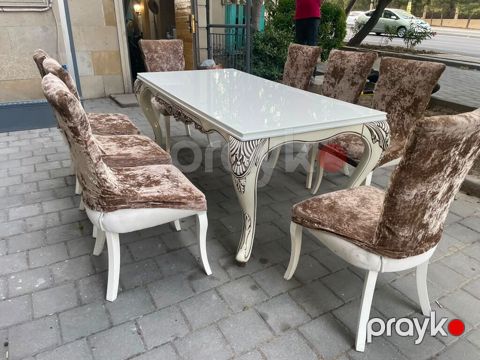 Fıstıq ağacından keyfiyyətli stol və 6 stul dəsti Keyfiyyətli və — Bakı