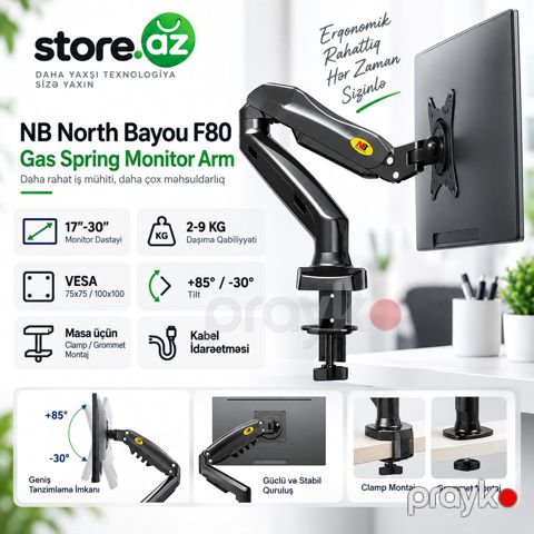 Kronşteyn North Bayou F80 Gas Spring Monitor Arm — Bakı