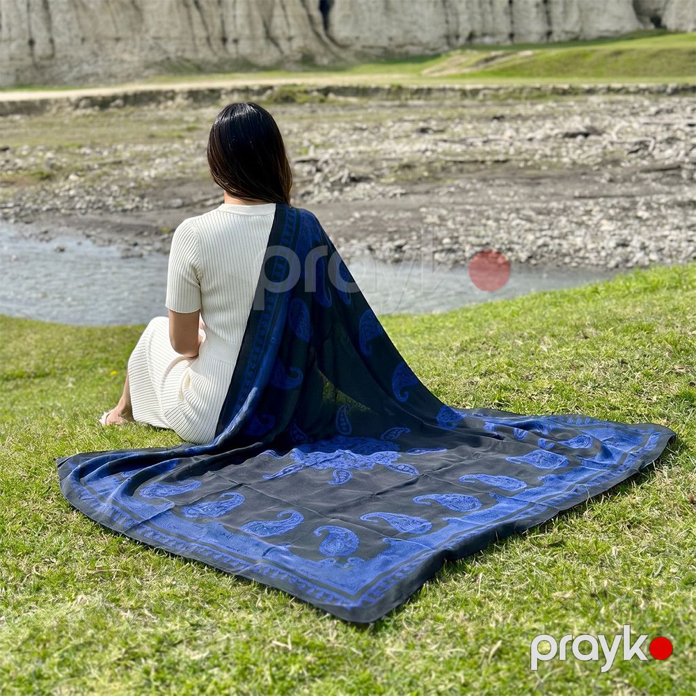 Kəlağayı qadınlar üçün Süsən, ipək, qara, 150x150 sm — Mallar, Bakı (3)